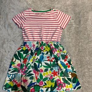 Mini Boden Colorful Striped and Floral Kids hopscotch Dress 9-10